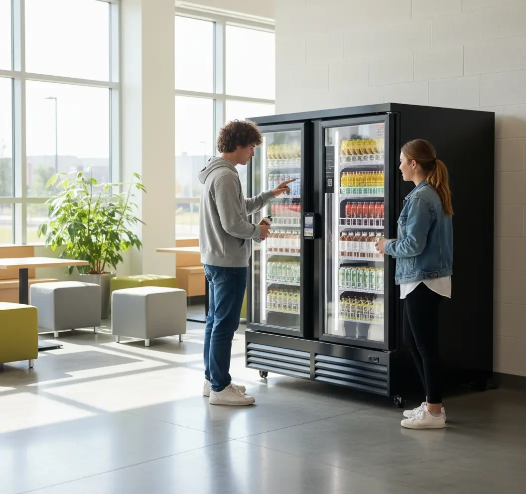 University students using AI-powered smart vending machines